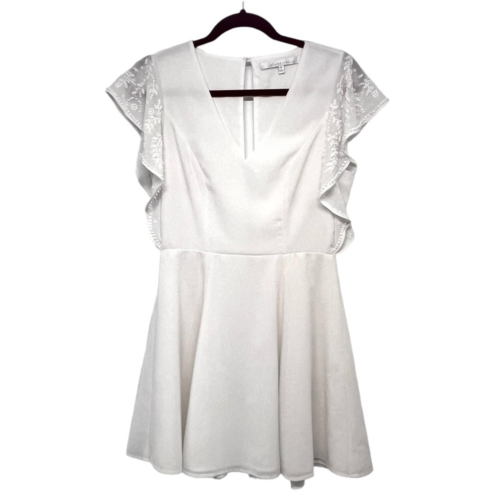 Lovers + Friends The Roma White Beaded Fit & Flare Mini Dress Women’s Small - Picture 6 of 13